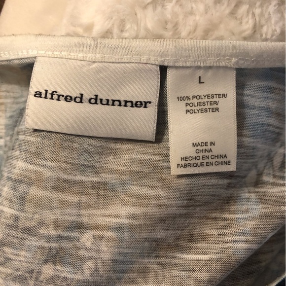 Alfred Dunner Large Abstract Floral Blue and Brown Short Sleeve Top Lined - Picture 3 of 6